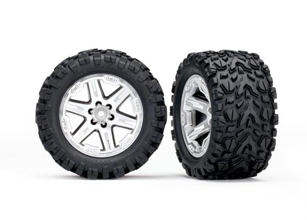 Tires & wheels, assembled, glued (2.8") (RXT satin chrome wheels, Talon Extreme tires, foam inserts) (4WD electric front/rear, 2WD electric front only) (2) (TSM rated)