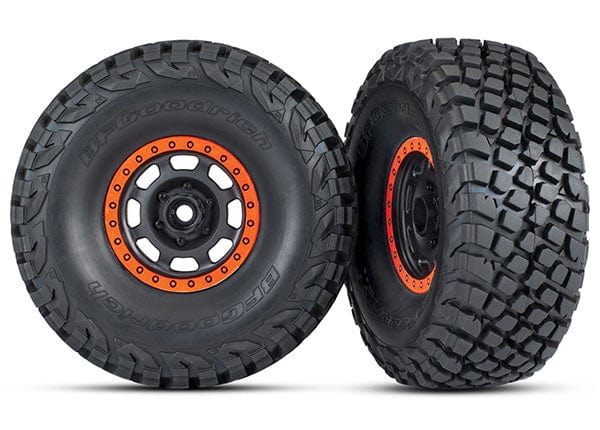 Tires and wheels, assembled, glued (Desert Racer® wheels, black with orange beadlock, BFGoodrich® Baja KR3 tires) (2)