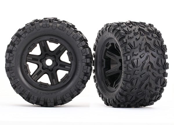 Tires &amp; wheels, assembled, glued (black wheels, Talon EXT tires, foam inserts) (2) (17mm splined) (TSM rated)