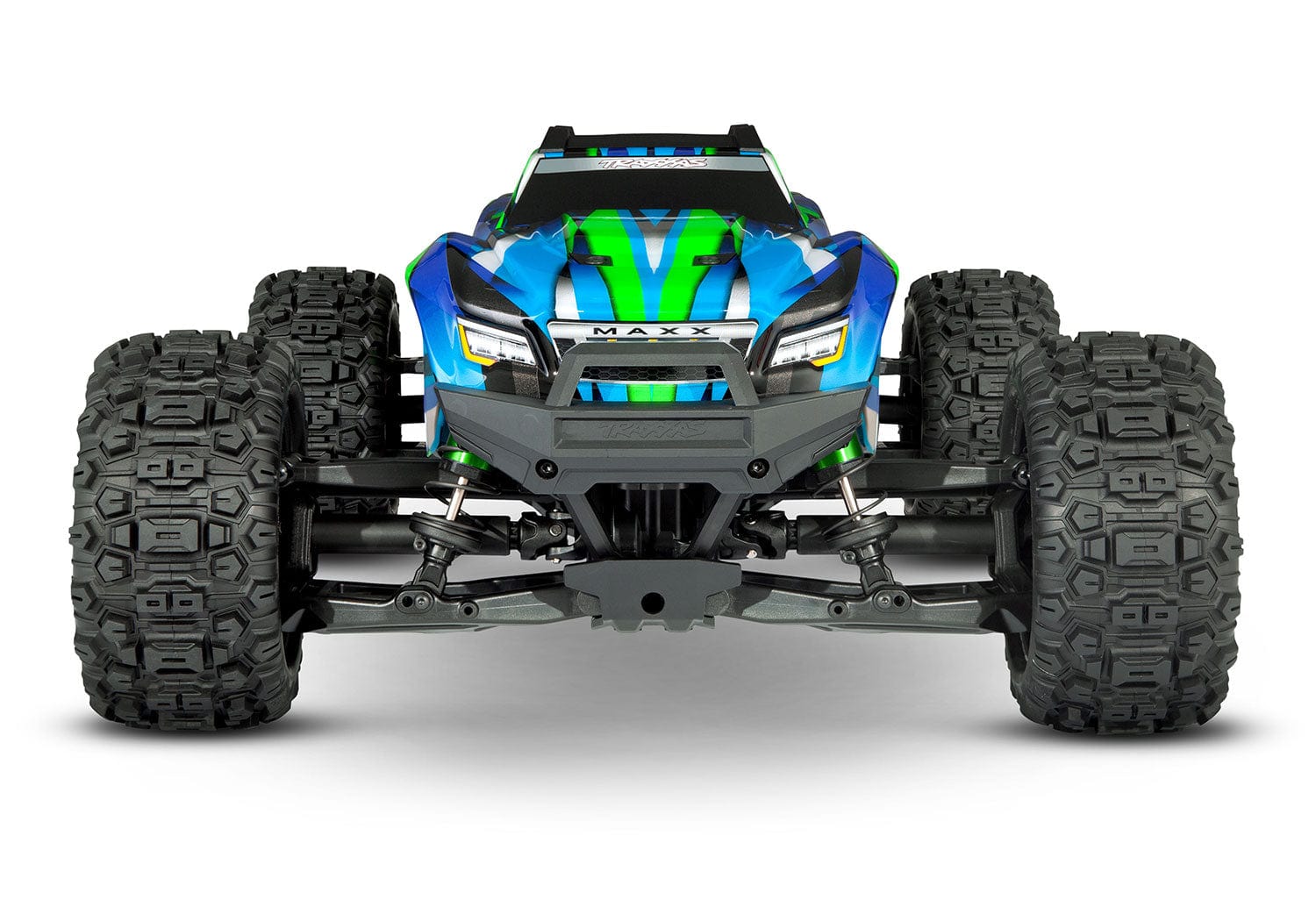 [Detay] Traxxas Wide Maxx - Yeşil gövde önden yakın LED far detayı