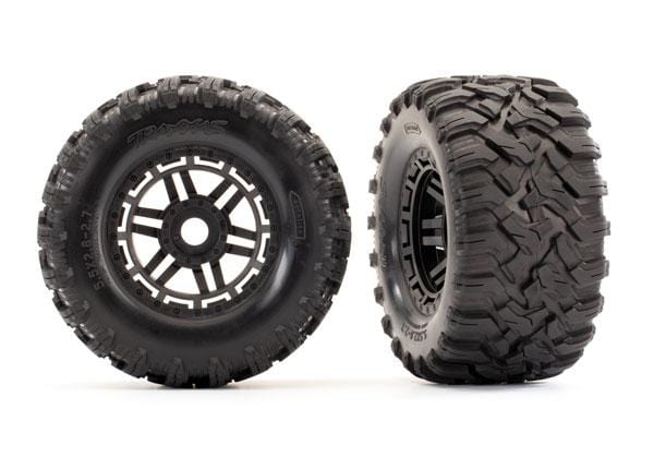 Tires &amp; wheels, assembled, glued (black wheels, Maxx® All-Terrain tires, foam inserts) (2) (17mm splined) (TSM® rated)