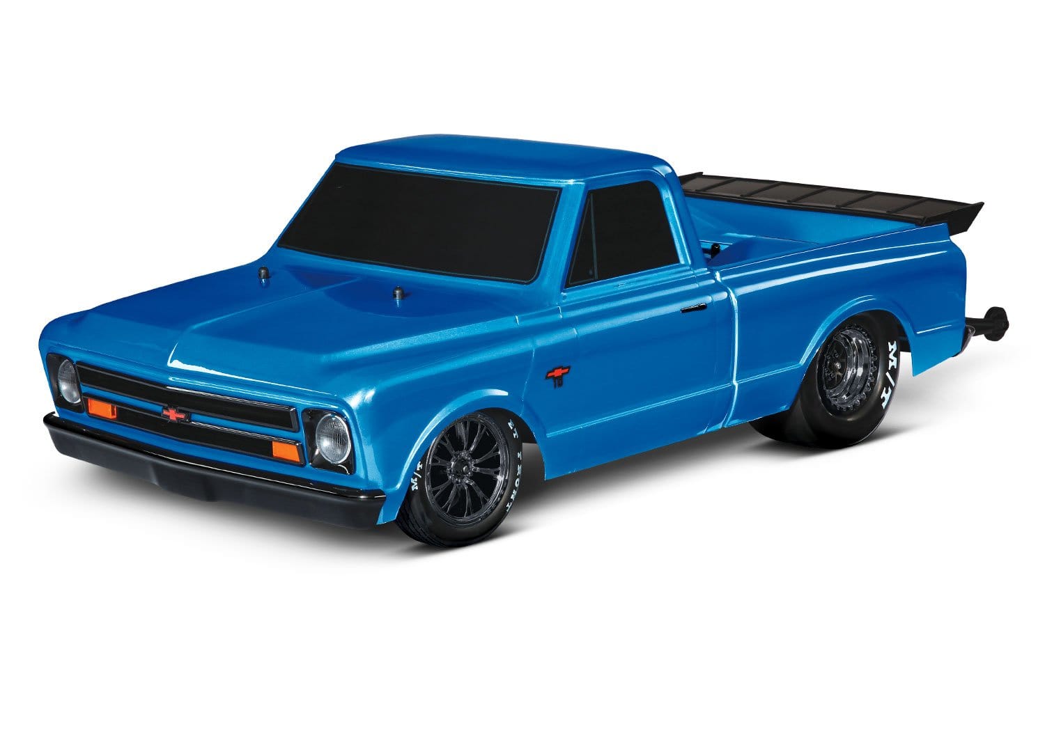 [Dış] Traxxas Drag Slash - mavi araç stüdyoda önden 3/4 görünüm