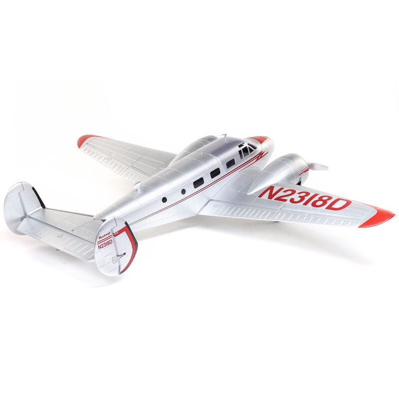 [Dış] E-flite Beechcraft D18 1.5m - Üstten perspektif, gümüş gövde detayı