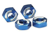 Aluminum Wheel Hex Hubs, blue-anodized