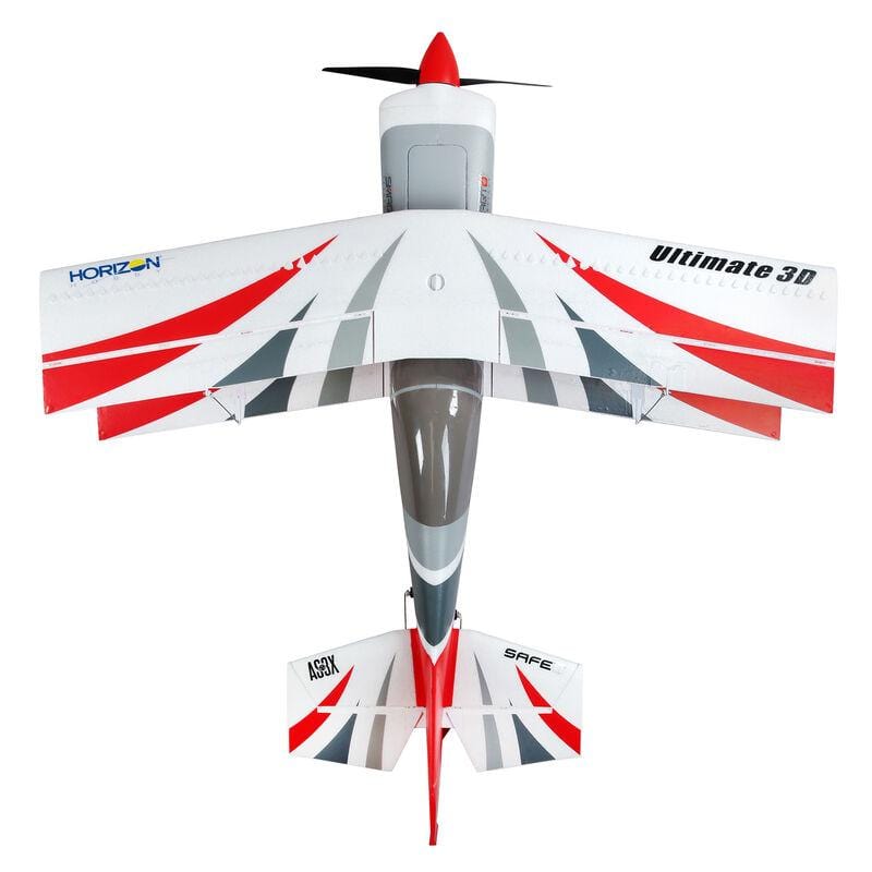 [Dış] E-Flite Ultimate 3D Smart BNF - Üstten görünüm, kanat deseni ve Ultimate 3D yazısı