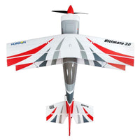 [Dış] E-Flite Ultimate 3D Smart BNF - Üstten görünüm, kanat deseni ve Ultimate 3D yazısı