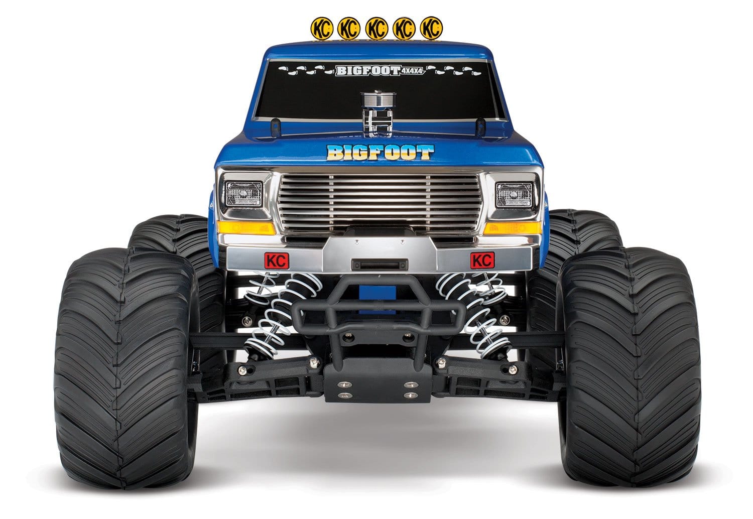 [Dış] Traxxas Bigfoot No.1 - stüdyo tam önden görünüm, KC ışıkları