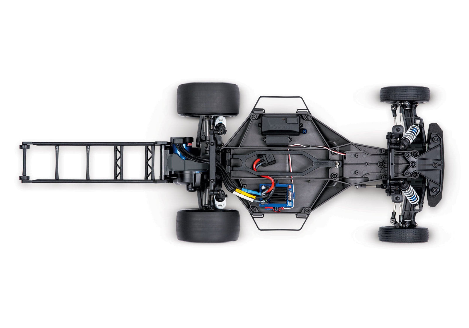 [Motor] Traxxas Drag Slash - şasi üstten görünüm, motor ESC ve kablo düzeni